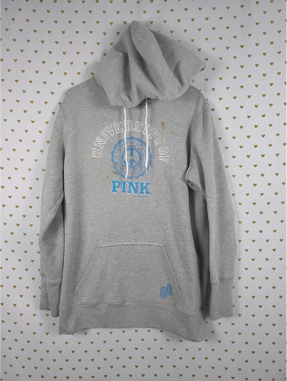 Victorias Secret PINK Vintage University Sweater Dress Hooded Y2k Grey Large
